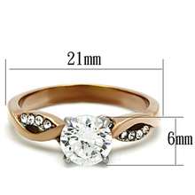 TK1163 - Stainless Steel Ring Two-Tone IP Rose Gold Women AAA Grade CZ Clear