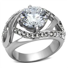 TK1176 - Stainless Steel Ring High polished (no plating) Women AAA Grade CZ Clear