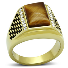 TK1187 - Stainless Steel Ring IP Gold(Ion Plating) Men Synthetic Topaz