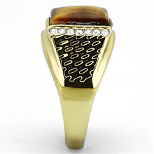 TK1187 - Stainless Steel Ring IP Gold(Ion Plating) Men Synthetic Topaz