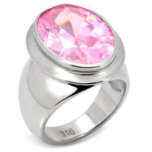TK118 - Stainless Steel Ring High polished (no plating) Women AAA Grade CZ Rose