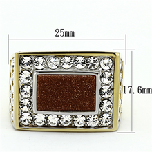 TK1194 - Stainless Steel Ring Two-Tone IP Gold (Ion Plating) Men Synthetic Topaz