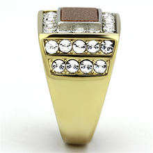 TK1194 - Stainless Steel Ring Two-Tone IP Gold (Ion Plating) Men Synthetic Topaz