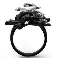 TK1204 - Stainless Steel Ring Two-Tone IP Black Unisex Top Grade Crystal Black Diamond
