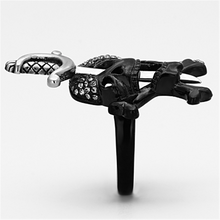 TK1204 - Stainless Steel Ring Two-Tone IP Black Unisex Top Grade Crystal Black Diamond