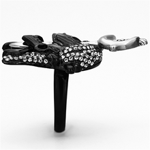 TK1204 - Stainless Steel Ring Two-Tone IP Black Unisex Top Grade Crystal Black Diamond