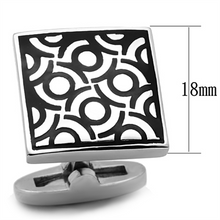 TK1271 - Stainless Steel Cufflink High polished (no plating) Men Epoxy Jet