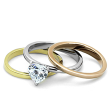 TK1274 - Stainless Steel Ring Three Tone IP?IP Gold & IP Rose Gold & High Polished) Women AAA Grade CZ Clear