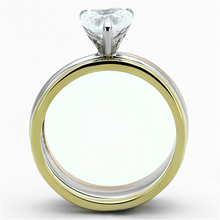TK1274 - Stainless Steel Ring Three Tone IP?IP Gold & IP Rose Gold & High Polished) Women AAA Grade CZ Clear