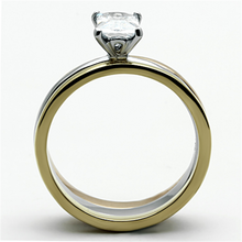 TK1279 - Stainless Steel Ring Three Tone IP?IP Gold & IP Rose Gold & High Polished) Women AAA Grade CZ Clear