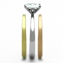 TK1279 - Stainless Steel Ring Three Tone IP?IP Gold & IP Rose Gold & High Polished) Women AAA Grade CZ Clear