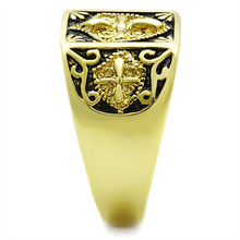 TK127G - Stainless Steel Ring IP Gold(Ion Plating) Men Epoxy Jet