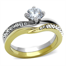 TK1280 - Stainless Steel Ring Two-Tone IP Gold (Ion Plating) Women AAA Grade CZ Clear