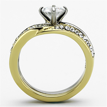TK1280 - Stainless Steel Ring Two-Tone IP Gold (Ion Plating) Women AAA Grade CZ Clear
