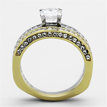 TK1284 - Stainless Steel Ring Two-Tone IP Gold (Ion Plating) Women AAA Grade CZ Clear