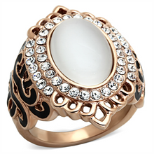 TK1286 - Stainless Steel Ring IP Rose Gold(Ion Plating) Women Synthetic White