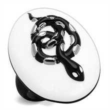 TK1295 - Stainless Steel Ring Two-Tone IP Black Women Epoxy White