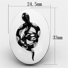TK1295 - Stainless Steel Ring Two-Tone IP Black Women Epoxy White
