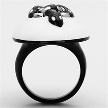 TK1295 - Stainless Steel Ring Two-Tone IP Black Women Epoxy White