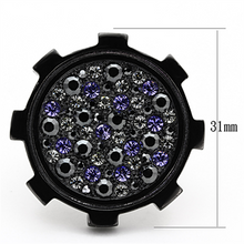 TK1296 - Stainless Steel Ring IP Black(Ion Plating) Women Top Grade Crystal Multi Color
