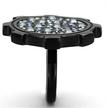TK1296 - Stainless Steel Ring IP Black(Ion Plating) Women Top Grade Crystal Multi Color