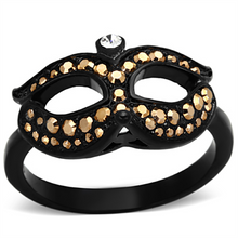 TK1299 - Stainless Steel Ring IP Black(Ion Plating) Women Top Grade Crystal Metallic Light Gold