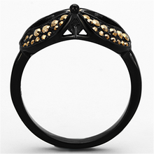 TK1299 - Stainless Steel Ring IP Black(Ion Plating) Women Top Grade Crystal Metallic Light Gold