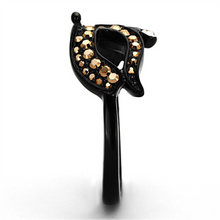 TK1299 - Stainless Steel Ring IP Black(Ion Plating) Women Top Grade Crystal Metallic Light Gold