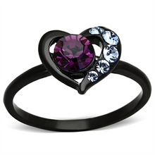 TK1300 - Stainless Steel Ring IP Black(Ion Plating) Women Top Grade Crystal Amethyst