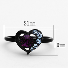TK1300 - Stainless Steel Ring IP Black(Ion Plating) Women Top Grade Crystal Amethyst