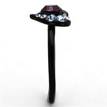 TK1300 - Stainless Steel Ring IP Black(Ion Plating) Women Top Grade Crystal Amethyst