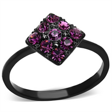 TK1301 - Stainless Steel Ring IP Black(Ion Plating) Women Top Grade Crystal Amethyst