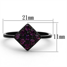 TK1301 - Stainless Steel Ring IP Black(Ion Plating) Women Top Grade Crystal Amethyst