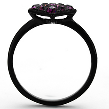 TK1301 - Stainless Steel Ring IP Black(Ion Plating) Women Top Grade Crystal Amethyst