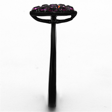 TK1301 - Stainless Steel Ring IP Black(Ion Plating) Women Top Grade Crystal Amethyst