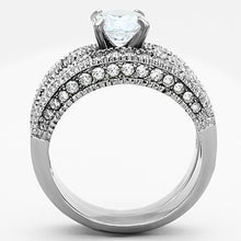 TK1318 - Stainless Steel Ring High polished (no plating) Women AAA Grade CZ Clear