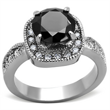 TK1322 - Stainless Steel Ring High polished (no plating) Women AAA Grade CZ Black Diamond
