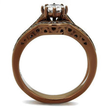 TK1330LC - Stainless Steel Ring IP Coffee light Women AAA Grade CZ Clear
