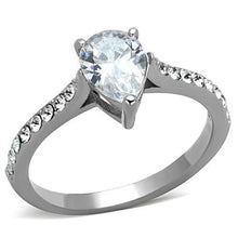 TK1337 - Stainless Steel Ring High polished (no plating) Women AAA Grade CZ Clear