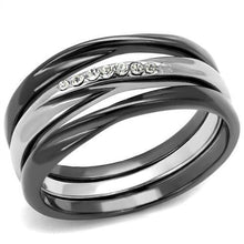 TK1340PJ - Stainless Steel Ring Two Tone IP Light Black (IP Gun) Women Top Grade Crystal Clear