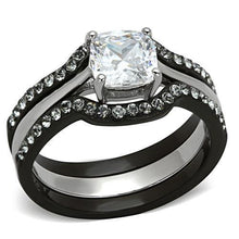 TK1343 - Stainless Steel Ring Two-Tone IP Black Women AAA Grade CZ Clear