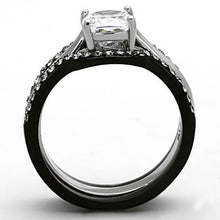 TK1343 - Stainless Steel Ring Two-Tone IP Black Women AAA Grade CZ Clear