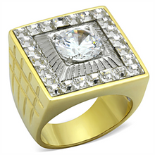 TK1359 - Stainless Steel Ring Two-Tone IP Gold (Ion Plating) Men AAA Grade CZ Clear