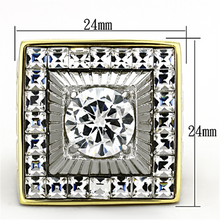 TK1359 - Stainless Steel Ring Two-Tone IP Gold (Ion Plating) Men AAA Grade CZ Clear