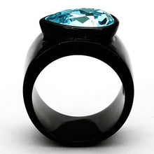 TK1363 - Stainless Steel Ring IP Black(Ion Plating) Women Top Grade Crystal Light Sapphire