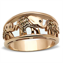 TK1380 - Stainless Steel Ring IP Rose Gold(Ion Plating) Women Top Grade Crystal Citrine Yellow