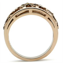 TK1380 - Stainless Steel Ring IP Rose Gold(Ion Plating) Women Top Grade Crystal Citrine Yellow