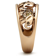 TK1380 - Stainless Steel Ring IP Rose Gold(Ion Plating) Women Top Grade Crystal Citrine Yellow