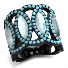 TK1421 - Stainless Steel Ring IP Black(Ion Plating) Women Precious Stone White