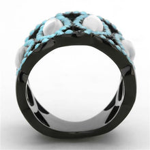 TK1421 - Stainless Steel Ring IP Black(Ion Plating) Women Precious Stone White